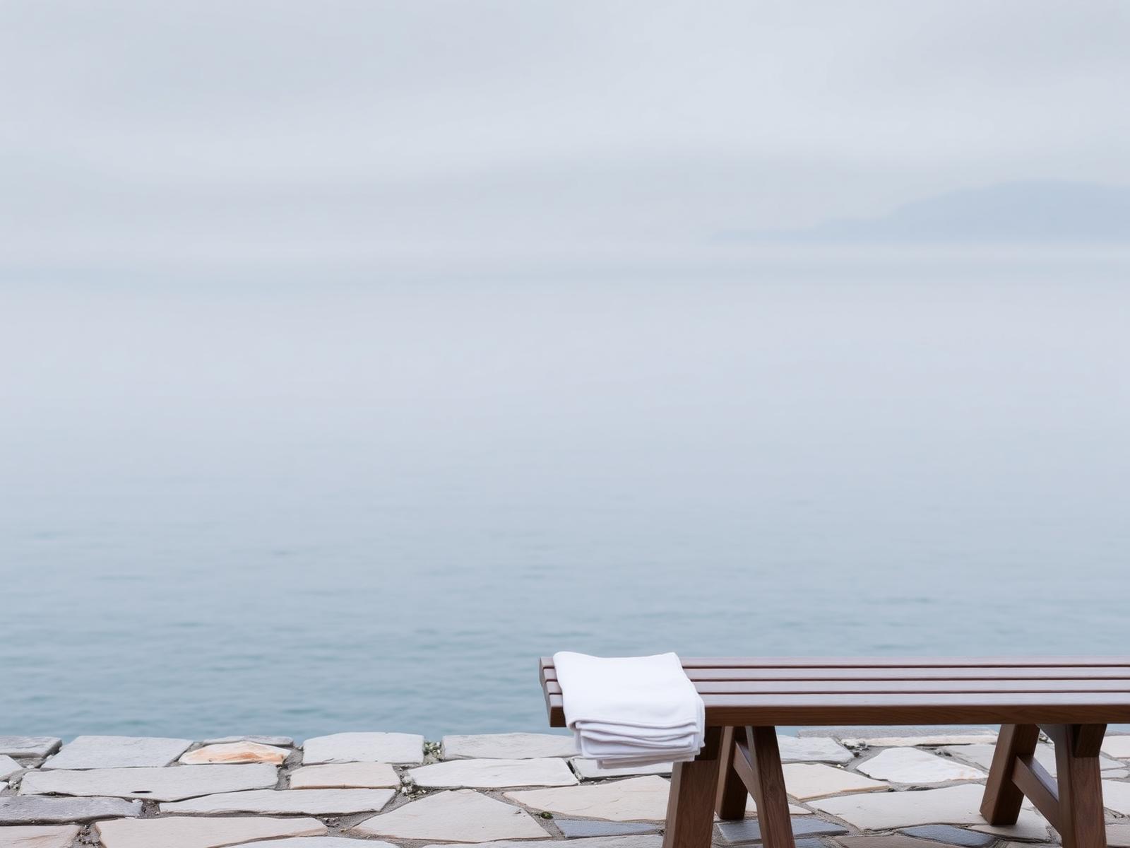 Empty hotel terrace in winter
